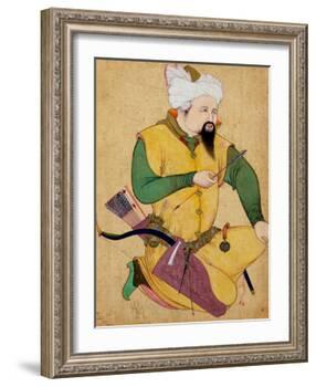 A Turkoman or Mongol Chief Holding an Arrow, from the Large Clive Album, 1591-92-null-Framed Giclee Print