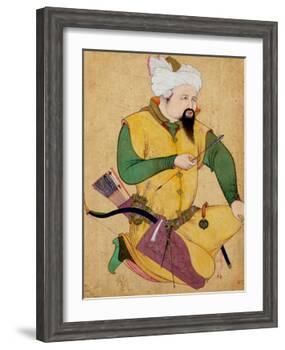 A Turkoman or Mongol Chief Holding an Arrow, from the Large Clive Album, 1591-92-null-Framed Giclee Print