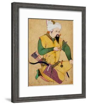 A Turkoman or Mongol Chief Holding an Arrow, from the Large Clive Album, 1591-92-null-Framed Giclee Print