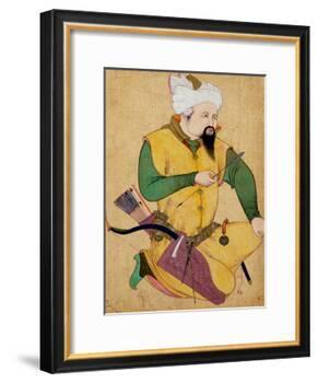 A Turkoman or Mongol Chief Holding an Arrow, from the Large Clive Album, 1591-92-null-Framed Giclee Print