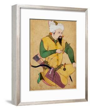 A Turkoman or Mongol Chief Holding an Arrow, from the Large Clive Album, 1591-92-null-Framed Giclee Print