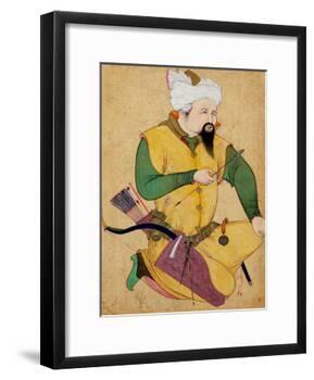 A Turkoman or Mongol Chief Holding an Arrow, from the Large Clive Album, 1591-92-null-Framed Giclee Print
