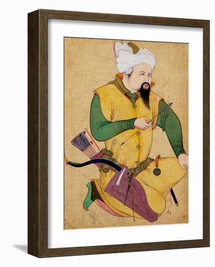 A Turkoman or Mongol Chief Holding an Arrow, from the Large Clive Album, 1591-92-null-Framed Giclee Print