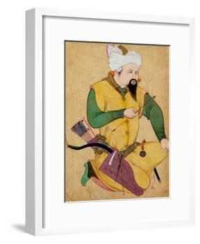 A Turkoman or Mongol Chief Holding an Arrow, from the Large Clive Album, 1591-92-null-Framed Giclee Print