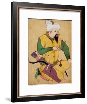A Turkoman or Mongol Chief Holding an Arrow, from the Large Clive Album, 1591-92-null-Framed Giclee Print