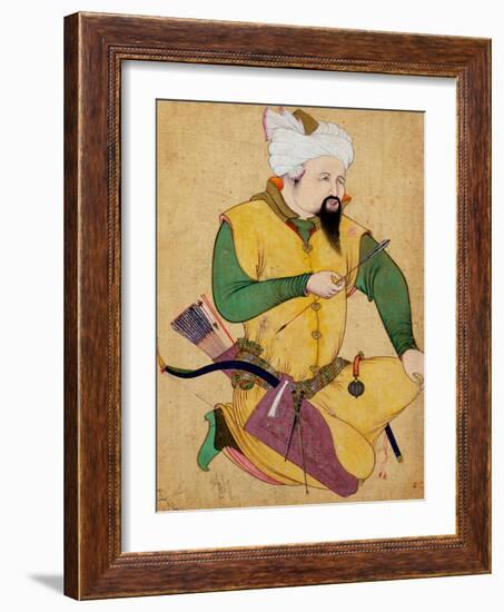 A Turkoman or Mongol Chief Holding an Arrow, from the Large Clive Album, 1591-92-null-Framed Giclee Print