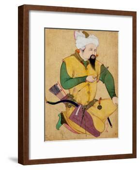 A Turkoman or Mongol Chief Holding an Arrow, from the Large Clive Album, 1591-92-null-Framed Giclee Print