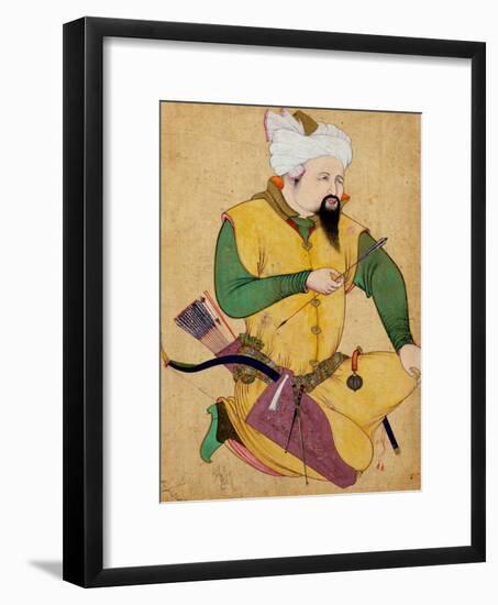 A Turkoman or Mongol Chief Holding an Arrow, from the Large Clive Album, 1591-92-null-Framed Giclee Print