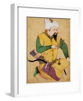 A Turkoman or Mongol Chief Holding an Arrow, from the Large Clive Album, 1591-92-null-Framed Giclee Print