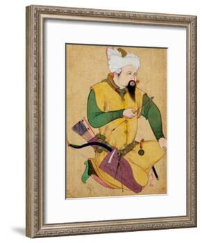A Turkoman or Mongol Chief Holding an Arrow, from the Large Clive Album, 1591-92-null-Framed Giclee Print