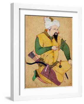 A Turkoman or Mongol Chief Holding an Arrow, from the Large Clive Album, 1591-92-null-Framed Giclee Print