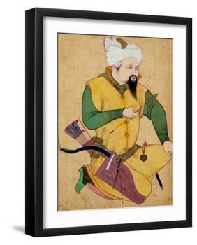 A Turkoman or Mongol Chief Holding an Arrow, from the Large Clive Album, 1591-92-null-Framed Giclee Print