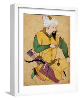 A Turkoman or Mongol Chief Holding an Arrow, from the Large Clive Album, 1591-92-null-Framed Giclee Print