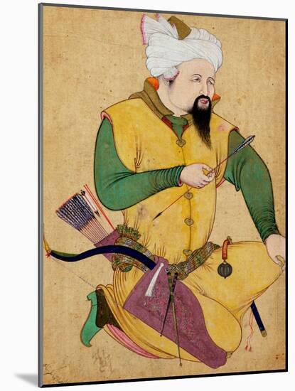 A Turkoman or Mongol Chief Holding an Arrow, from the Large Clive Album, 1591-92-null-Mounted Giclee Print