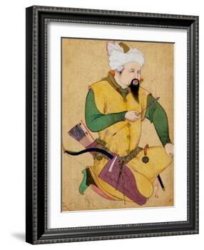 A Turkoman or Mongol Chief Holding an Arrow, from the Large Clive Album, 1591-92-null-Framed Giclee Print