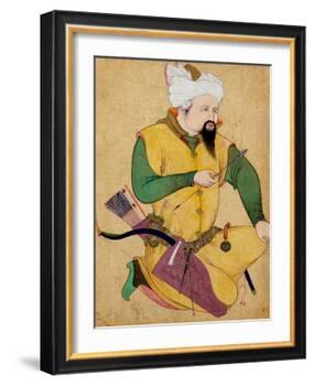 A Turkoman or Mongol Chief Holding an Arrow, from the Large Clive Album, 1591-92-null-Framed Giclee Print