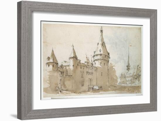 A Turreted Chateau and a Church-Jacques Callot-Framed Giclee Print