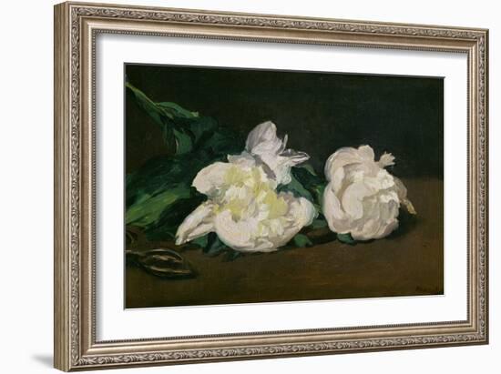 A Twig of White Peonies with Pruning Shears, 1864-Edouard Manet-Framed Giclee Print