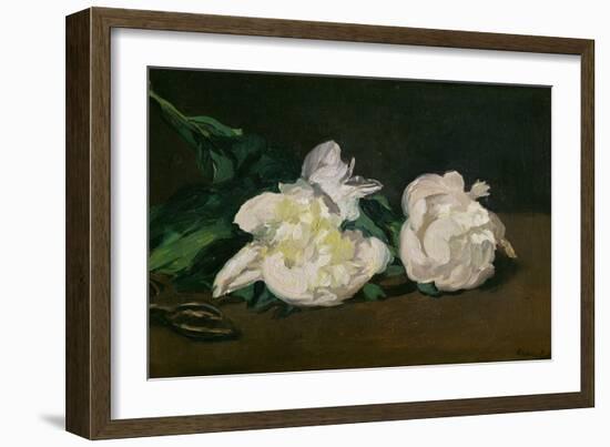 A Twig of White Peonies with Pruning Shears, 1864-Edouard Manet-Framed Giclee Print