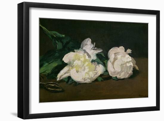 A Twig of White Peonies with Pruning Shears, 1864-Edouard Manet-Framed Giclee Print