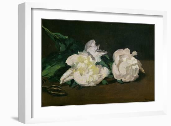 A Twig of White Peonies with Pruning Shears, 1864-Edouard Manet-Framed Giclee Print