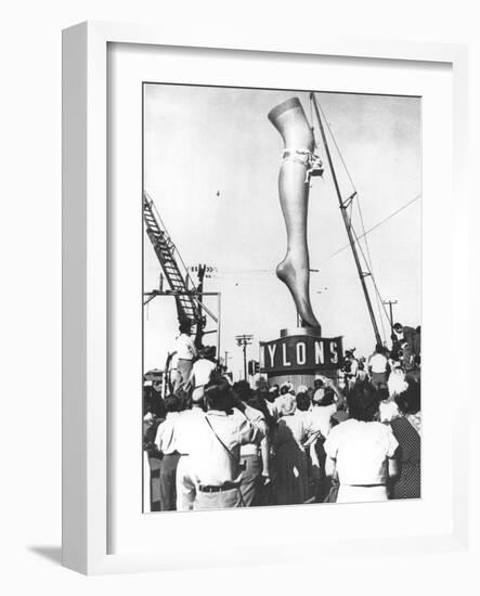A Two-Ton Model of Actress Marie Wilson's Leg, Produced to Advertise a Los Angeles Hosiery Shop-null-Framed Photographic Print