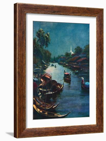 'A Typical Canal Scene, Bangkok', 1913-Edwin Norbury-Framed Giclee Print