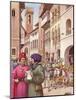 A Typical Street Scene in Florence in the Early 15th Century-Pat Nicolle-Mounted Giclee Print