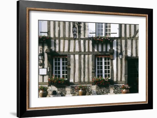 A Typical Traditional Timber Framed Building with Flowers in Window Boxes-LatitudeStock-Framed Photographic Print