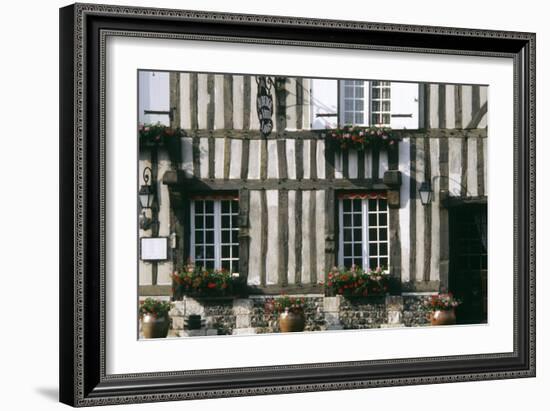 A Typical Traditional Timber Framed Building with Flowers in Window Boxes-LatitudeStock-Framed Photographic Print