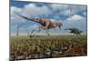 A Tyrannosaurus Rex Giving Chase to an Ankylosaurus-null-Mounted Art Print