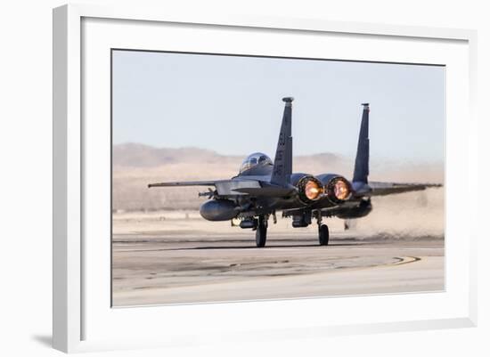 A U.S. Air Force F-15E Strike Eagle Takes Off in Full Afterburner-Stocktrek Images-Framed Photographic Print