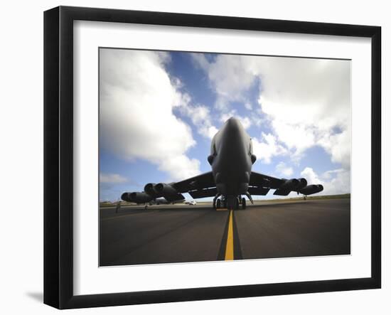 A U.S. Air Force Maintenance Crew Performs Post Flight Checks on a B-52 Stratofortress-Stocktrek Images-Framed Photographic Print