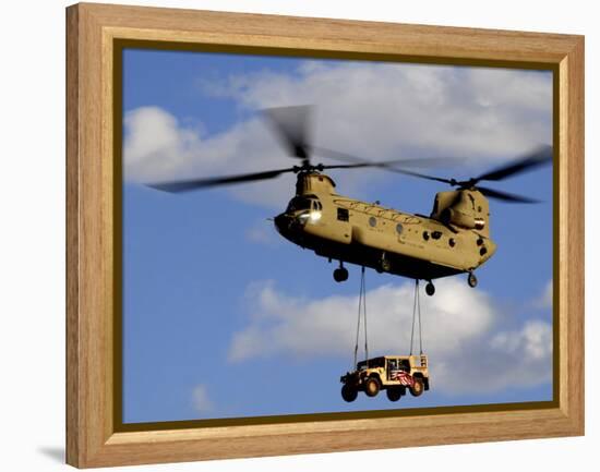 A U.S. Army CH-47 Chinook Helicopter Transports a Humvee-Stocktrek Images-Framed Premier Image Canvas