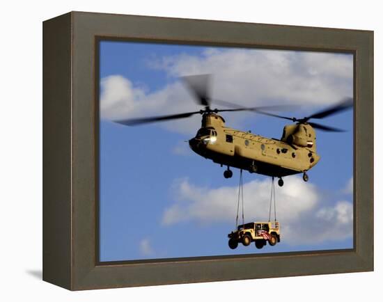 A U.S. Army CH-47 Chinook Helicopter Transports a Humvee-Stocktrek Images-Framed Premier Image Canvas