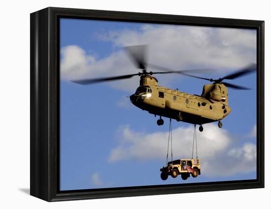 A U.S. Army CH-47 Chinook Helicopter Transports a Humvee-Stocktrek Images-Framed Premier Image Canvas