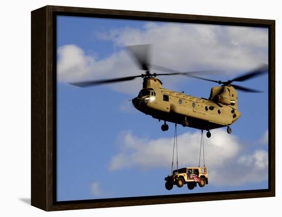 A U.S. Army CH-47 Chinook Helicopter Transports a Humvee-Stocktrek Images-Framed Premier Image Canvas
