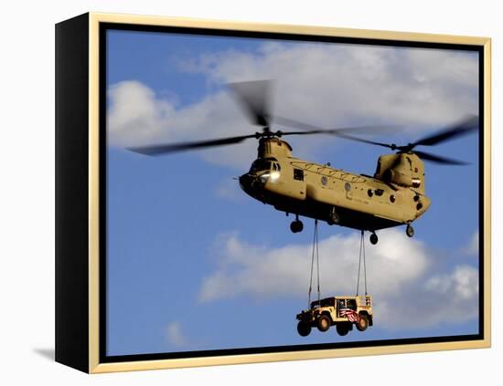 A U.S. Army CH-47 Chinook Helicopter Transports a Humvee-Stocktrek Images-Framed Premier Image Canvas