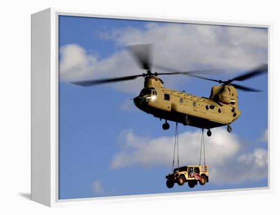 A U.S. Army CH-47 Chinook Helicopter Transports a Humvee-Stocktrek Images-Framed Premier Image Canvas