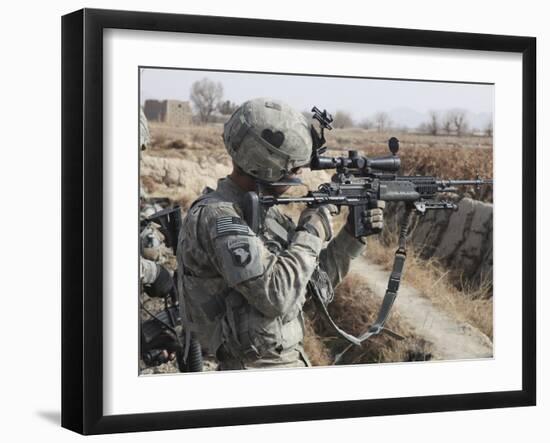 A U.S. Army Soldier Looks Through the Scope of His M-14 Sniper Rifle-Stocktrek Images-Framed Photographic Print