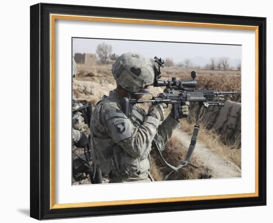 A U.S. Army Soldier Looks Through the Scope of His M-14 Sniper Rifle-Stocktrek Images-Framed Photographic Print