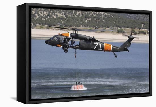 A U.S. Army Uh-60 Black Hawk Helicopter Collects Water from a Reservoir-null-Framed Premier Image Canvas