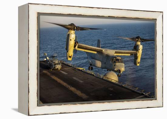 A U.S. Marine Corps MV-22B Osprey Lands on USS Kearsarge-null-Framed Premier Image Canvas