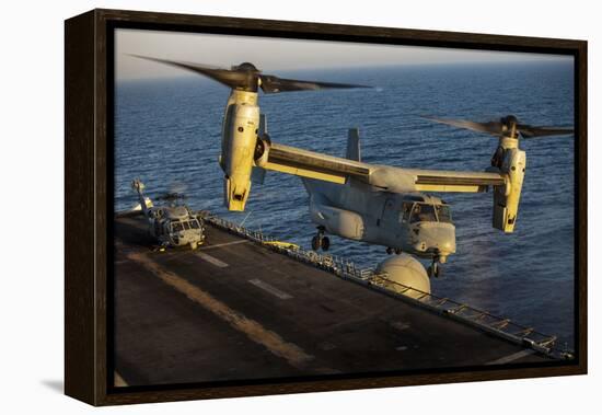 A U.S. Marine Corps MV-22B Osprey Lands on USS Kearsarge-null-Framed Premier Image Canvas