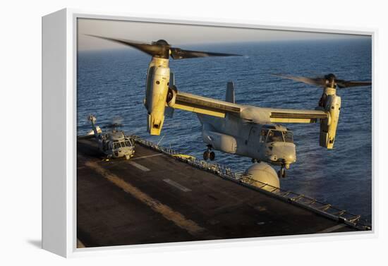 A U.S. Marine Corps MV-22B Osprey Lands on USS Kearsarge-null-Framed Premier Image Canvas