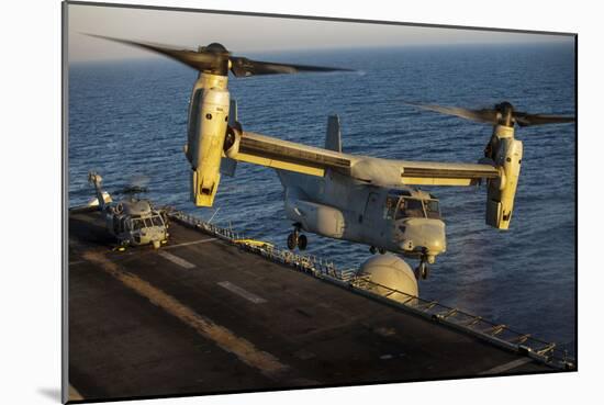 A U.S. Marine Corps MV-22B Osprey Lands on USS Kearsarge-null-Mounted Photographic Print