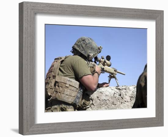 A U.S. Marine Looks Through the Scope of an M40A1 Sniper Rifle-Stocktrek Images-Framed Photographic Print