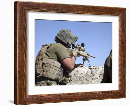 A U.S. Marine Looks Through the Scope of an M40A1 Sniper Rifle-Stocktrek Images-Framed Photographic Print