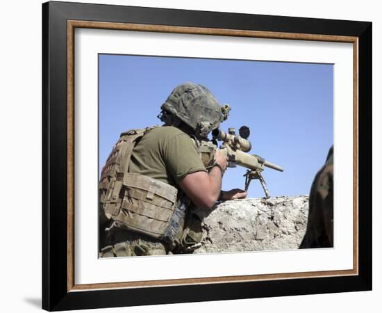 A U.S. Marine Looks Through the Scope of an M40A1 Sniper Rifle-Stocktrek Images-Framed Photographic Print