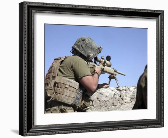 A U.S. Marine Looks Through the Scope of an M40A1 Sniper Rifle-Stocktrek Images-Framed Photographic Print